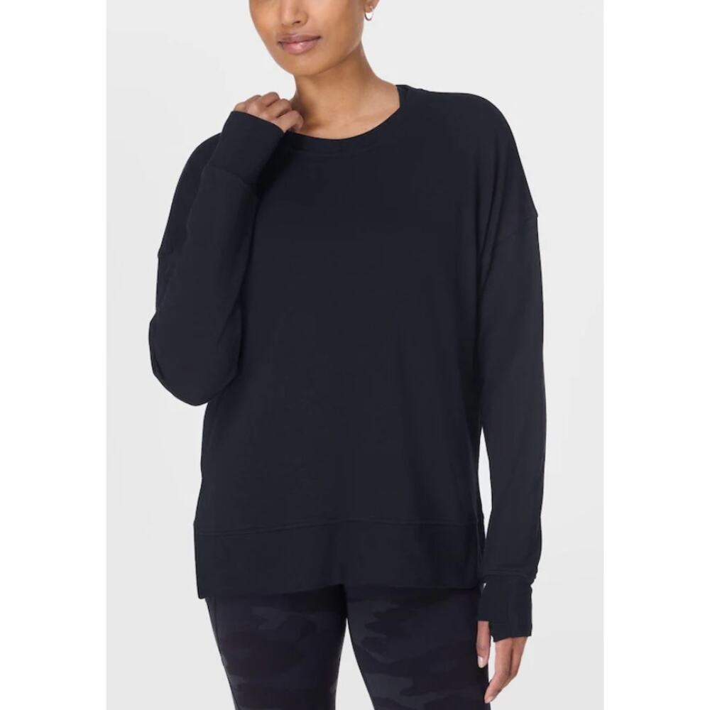 SWEATY BETTY Women's After Class Longline Sweatshirt Medium Black  NWT